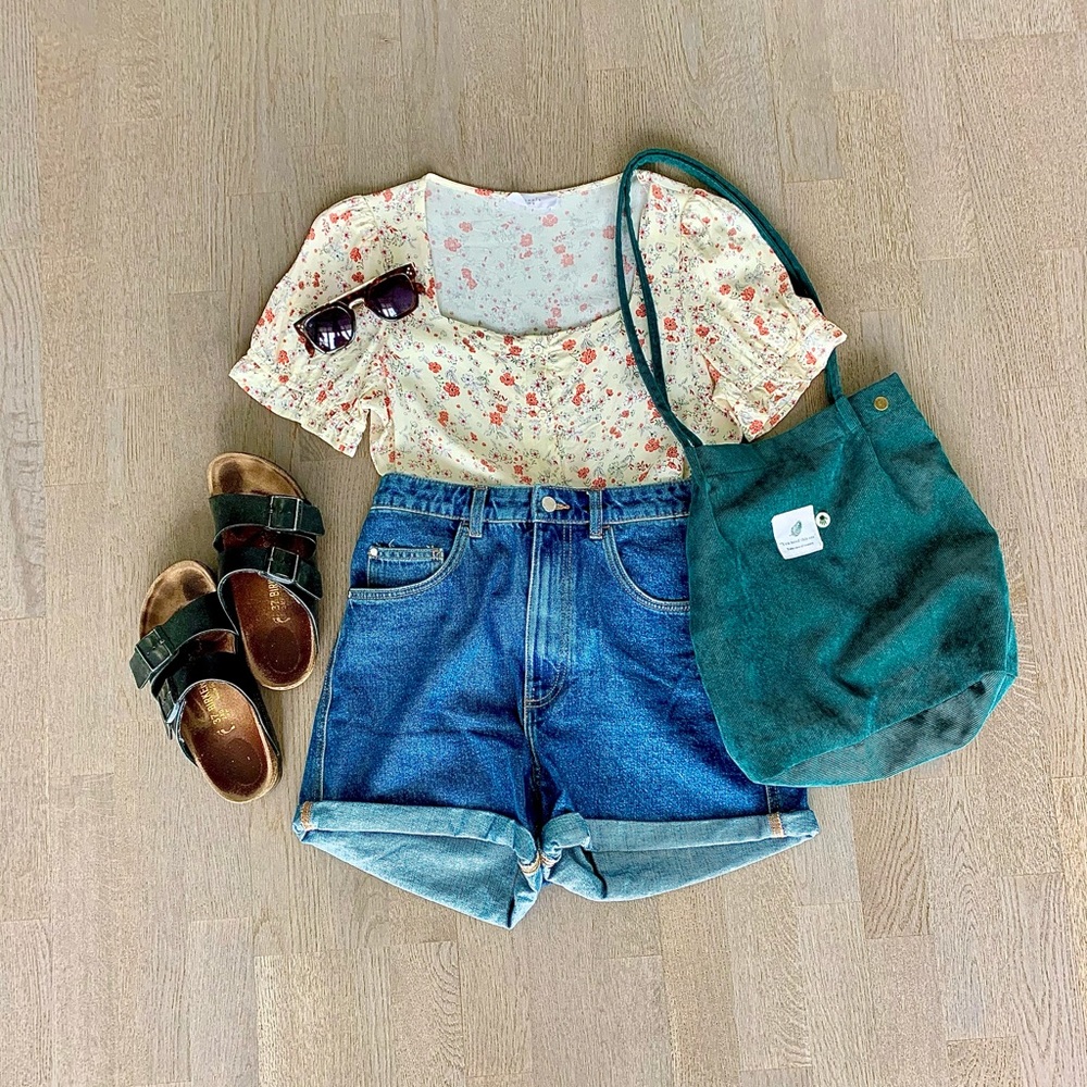 Cream floral blouse